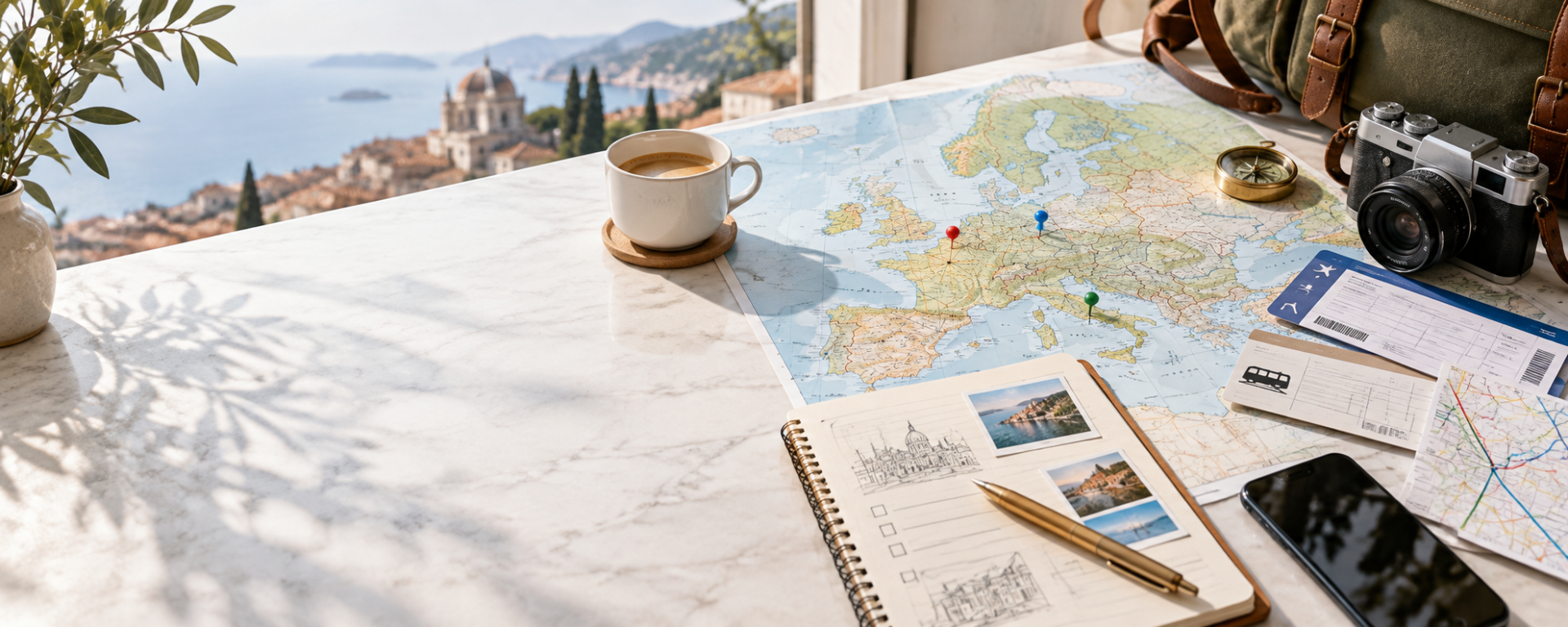 European transport and route planning with maps and travel essentials