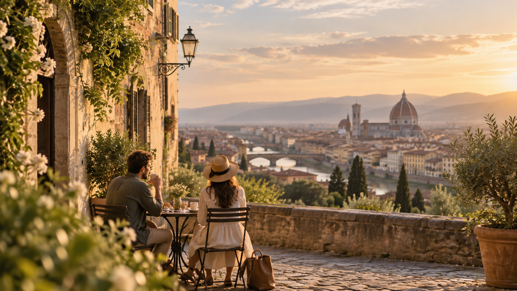 Relaxed European travel planning scene