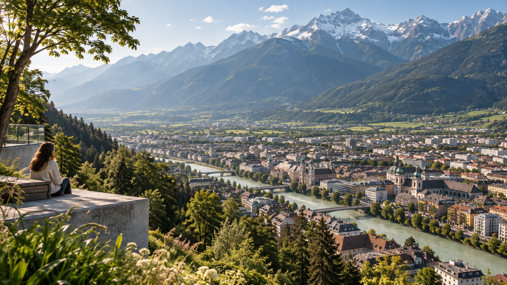 View from Hungerburg over Innsbruck and the Inn Valley