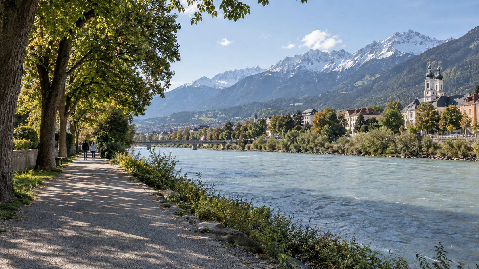River walk and open green space near Saggen in Innsbruck