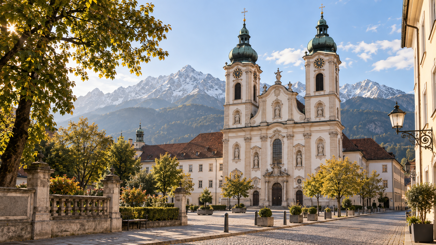 Historic Wilten architecture near the Basilica and Stift Wilten