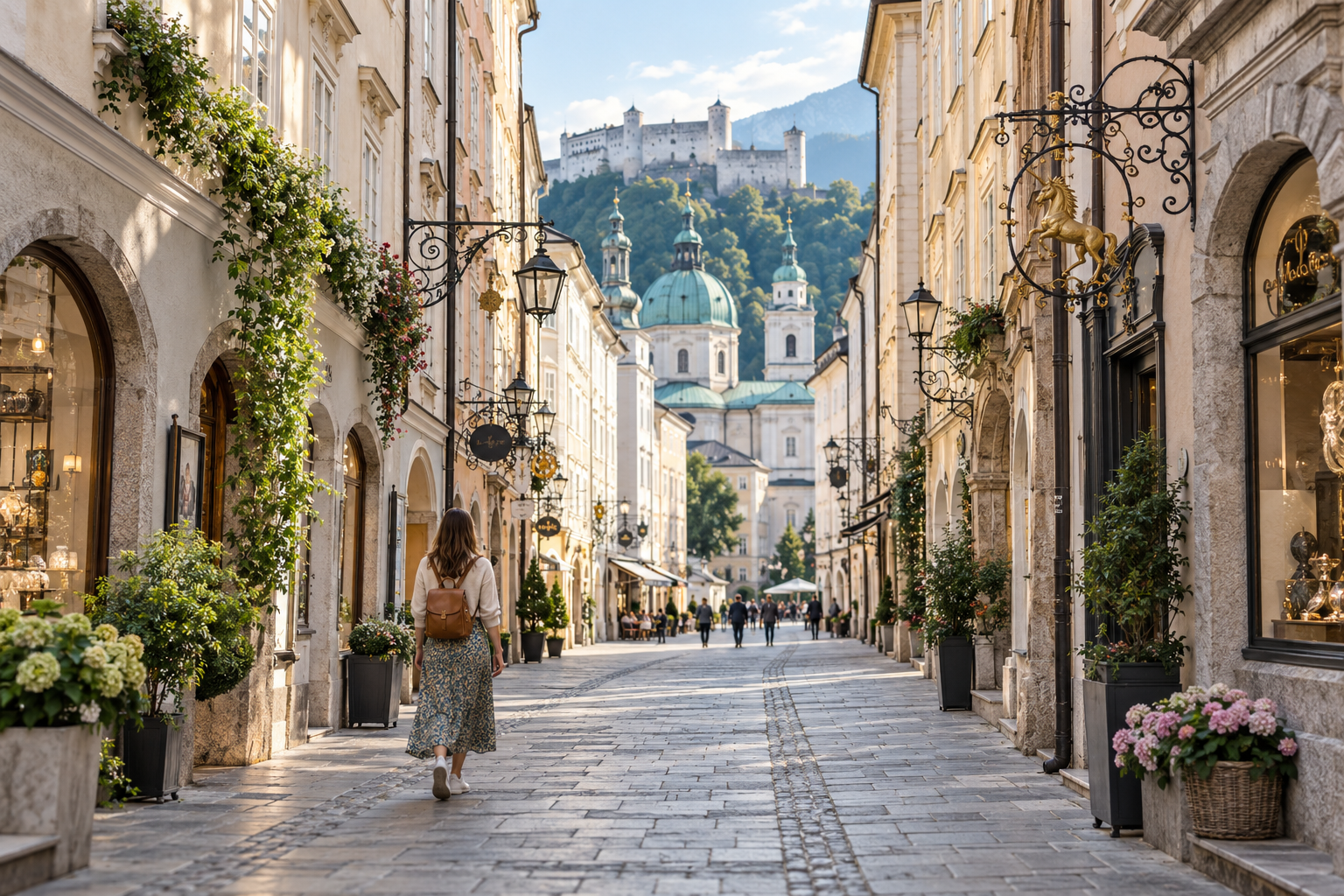 Historic street in Salzburg Altstadt