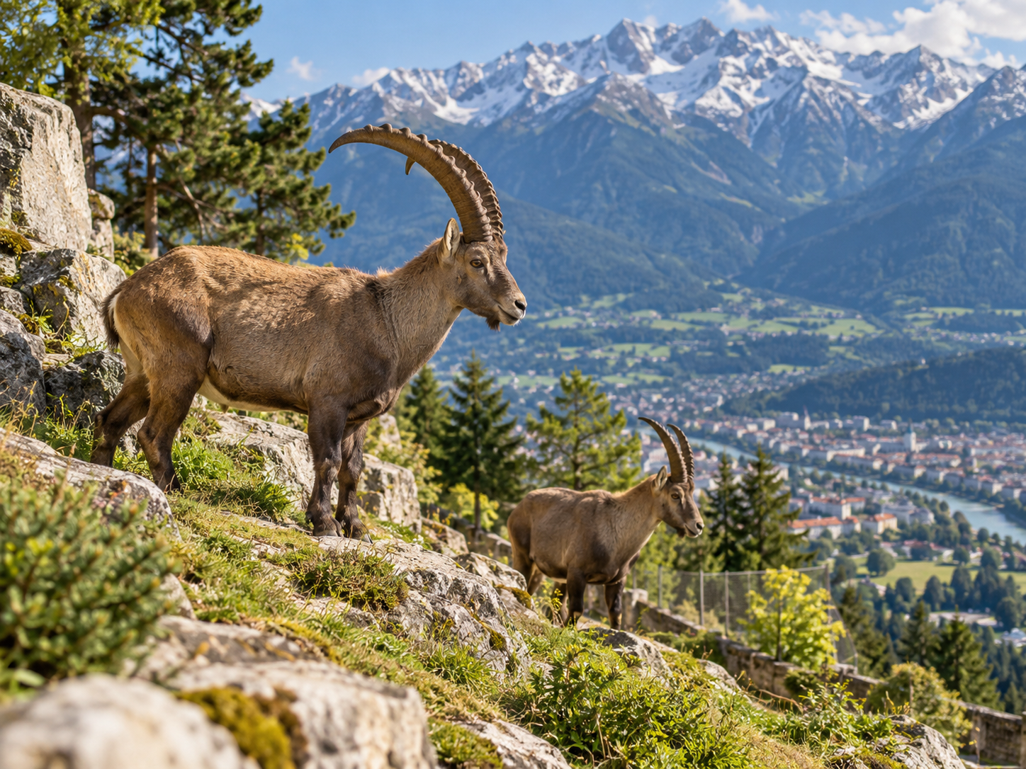 Alpine wildlife and mountain setting at Alpenzoo Innsbruck