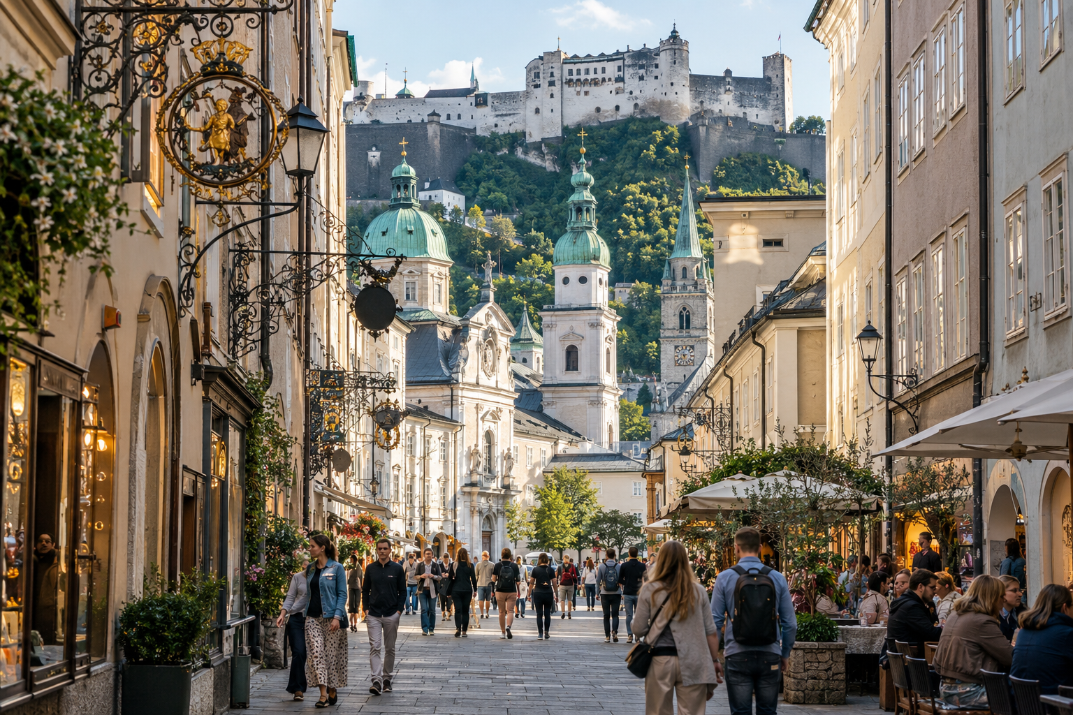 Historic streets in central Salzburg