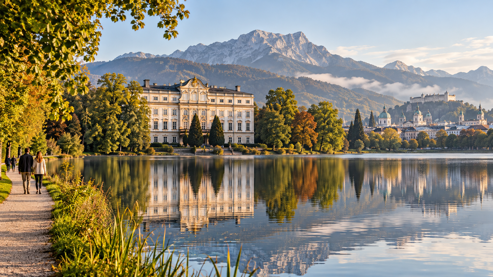 Schloss Leopoldskron and Leopoldskroner Weiher in Salzburg