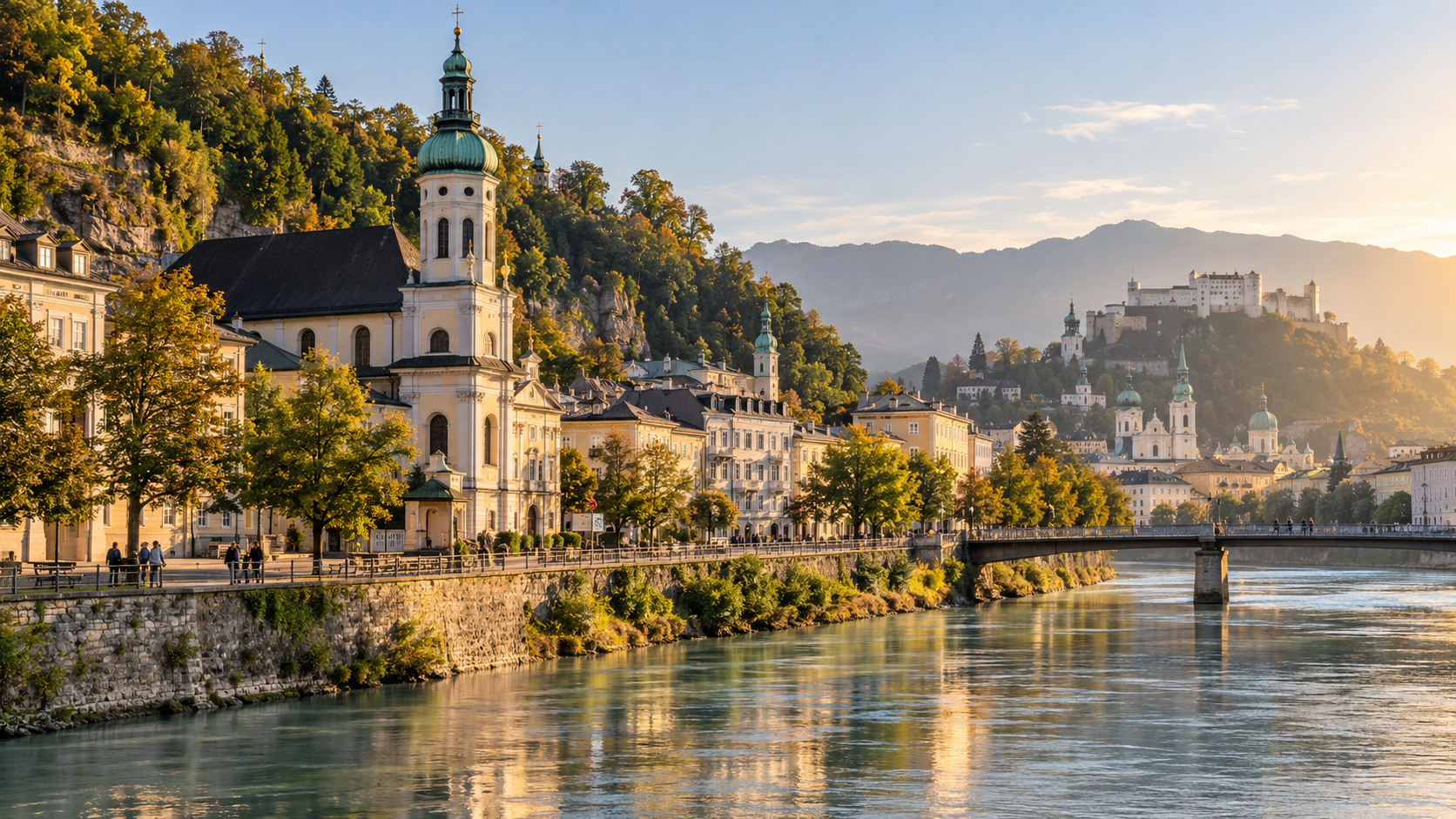Mülln and the Salzach River in Salzburg