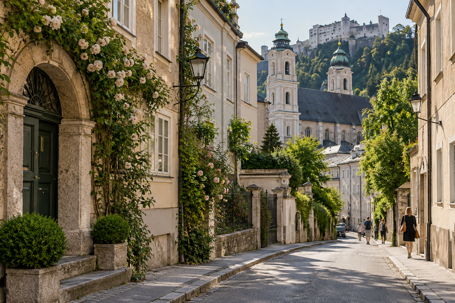 Historic street in Salzburg Mülln
