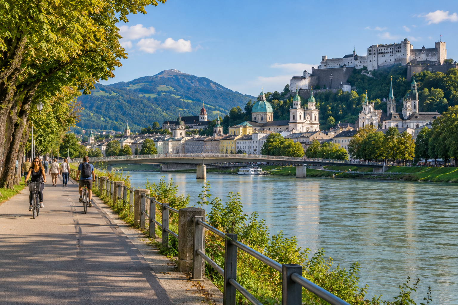 Salzach riverfront in Mülln