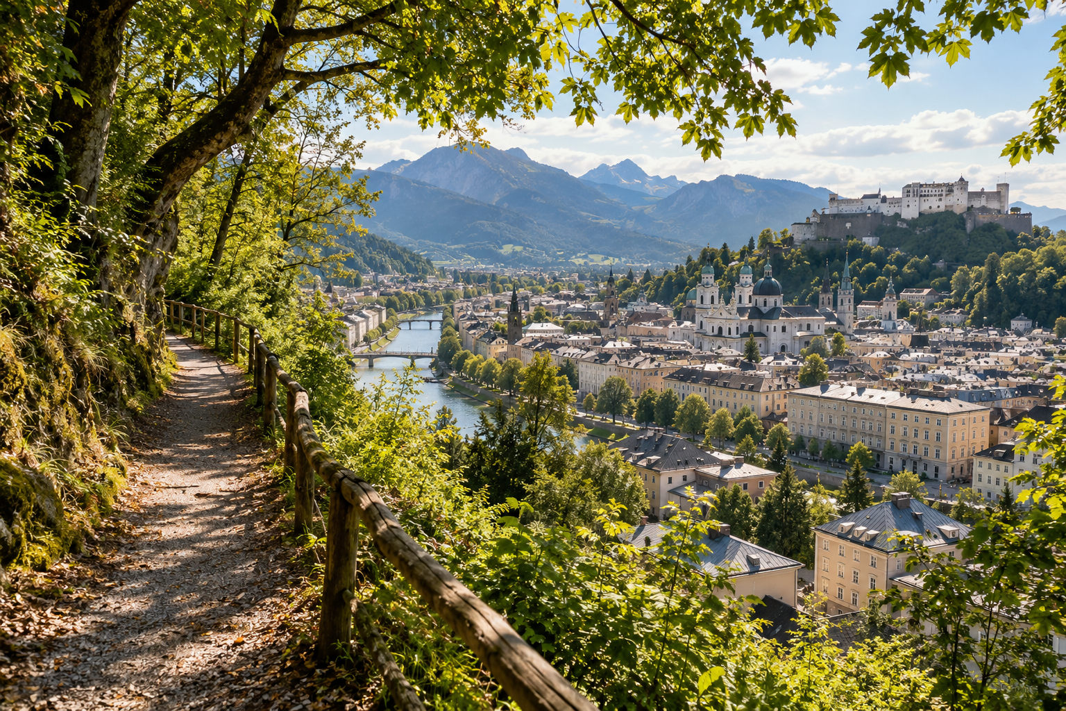 Mönchsberg walking path above Salzburg Mülln