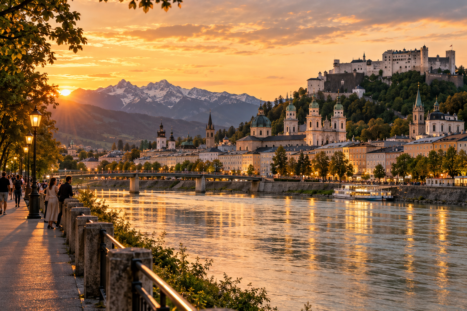 Salzburg viewed from the Mülln side of the Salzach